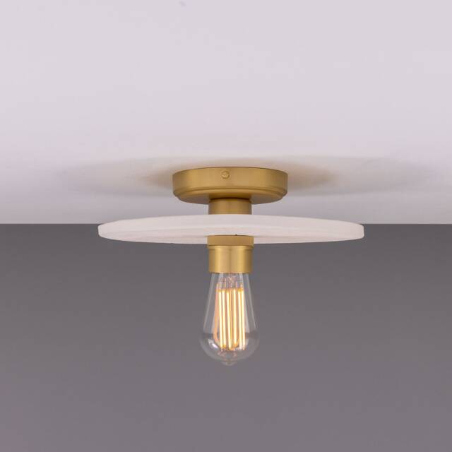 Bog Oak Organic Ceramic Disc Ceiling Light Matte White Striped 11 - image 1