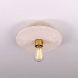 Bog Oak Organic Ceramic Disc Ceiling Light Matte White Striped 11 - thumbnail 2