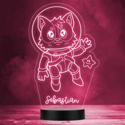 Space Astronaut Cat Star Personalised Gift Colour Changing Led Lamp Night Light - thumbnail 1