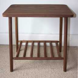 Made To Order Solid American Black Walnut Table With Dowel Shelf & Rounded Corners - thumbnail 2