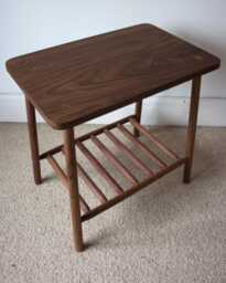 Made To Order Solid American Black Walnut Table With Dowel Shelf & Rounded Corners - thumbnail 1