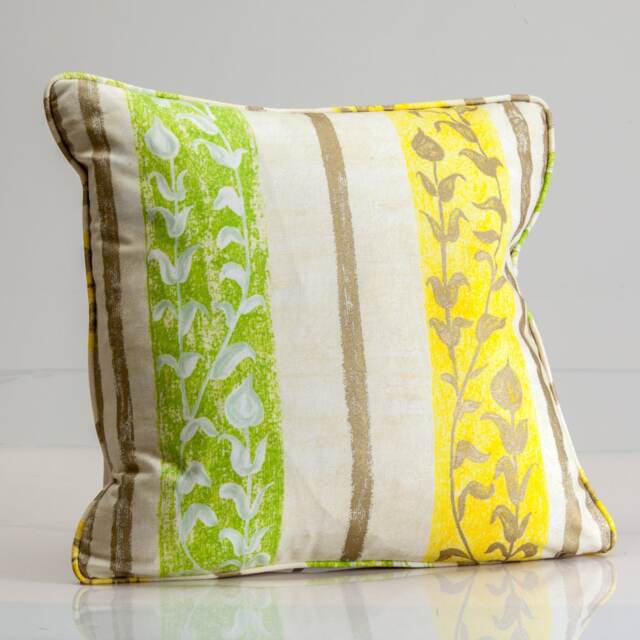 Designer's Decorative Pillow Cover, Designers Guild Fabric, Throw Green & Yellow Cover - image 1