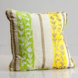 Designer's Decorative Pillow Cover, Designers Guild Fabric, Throw Green & Yellow Cover - thumbnail 1