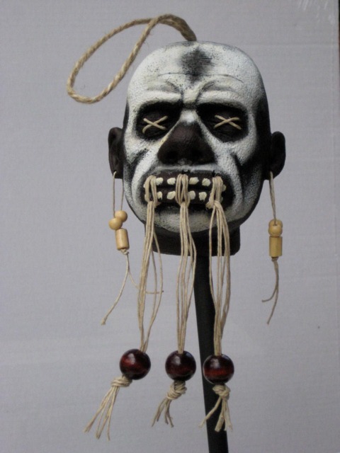Shrunken Head Voodoo Witch Doctor Replica - image 1