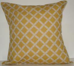 New 18x18 Inch Designer Handmade Pillow Case in Bamboo Pattern Corn Yellow On Linen Colored Fabric