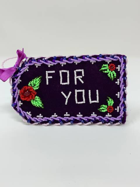 Beaded Christmas Ornament Tag Shape With For You On Front - image 1