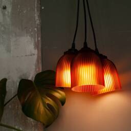 Pendant Lampshade Amber - Retro Minimal Design, Hanging Pendant Lamp Led Only - thumbnail 3