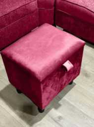 Red Velvet Ottoman Stool With Storage, Handmade Footrest - thumbnail 1