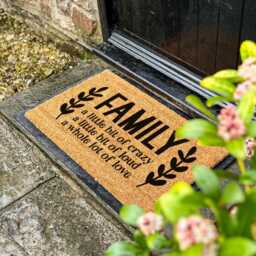 Family, A Little Bit Of Crazy, Loud & A Whole Lot Love Doormat - Funny Heartfelt Welcome Mat, Coir Non -Slip Entry Rug, Housewarming Gift - thumbnail 3