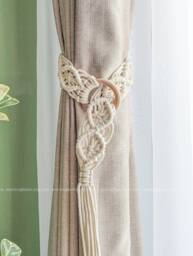 Macrame Curtain Tiebacks, Boho Tie Backs, Modern Holdback, Room Decor, Gardinenhalter, Window Treatments, Holder C22