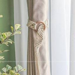 Macrame Curtain Tiebacks, Boho Tie Backs, Modern Holdback, Room Decor, Gardinenhalter, Window Treatments, Holder C22 - thumbnail 4