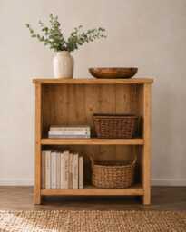 Small Solid Wood Display Unit - Entry Way Storage Shoe Store Miniature Bookcase Rustic Design