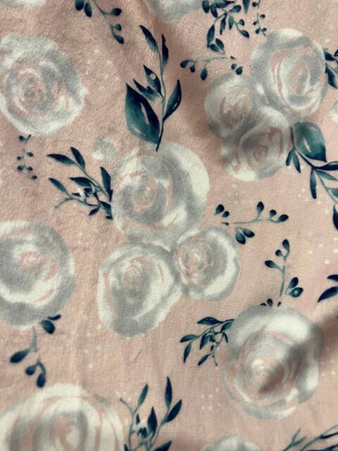 Free Embroidery Rosewater Pink Floral With Satin Binding Double Minky Baby Blanket And - image 1