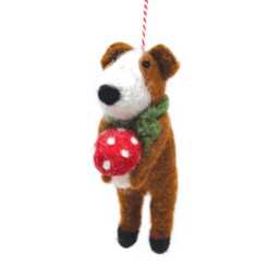 Hand Felted Wool Dog Christmas Ornament Fair Trade Hanging Decoration - thumbnail 2
