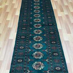 2.6x11 Emerald Green Bokhara Rug - Runner Hallway Luxury Long Fine Quality Afghan - thumbnail 3