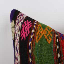Handwoven Wool Kilim Pillow Cover, 24x24 Inch Boho Home Decor - thumbnail 2