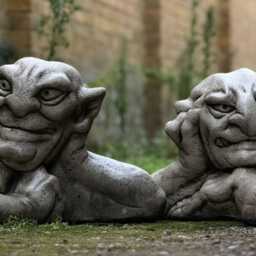 Set Of Resting Gargoyle Statues Gothic Garden Decor Concrete Mythical Beast Ornaments Outdoor Fantasy Sculptures - thumbnail 2