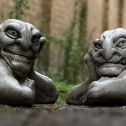 Set Of Resting Gargoyle Statues Gothic Garden Decor Concrete Mythical Beast Ornaments Outdoor Fantasy Sculptures - thumbnail 3