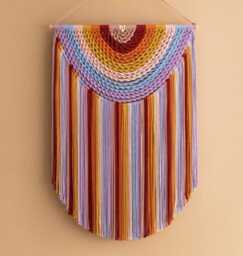 Large Boho Macrame Wall Art, Bedroom Decor, Colorful Hanging, Handmade Room Accent U04 - thumbnail 1