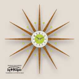 Teak Starburst Clock Mid Century Modern Wall Decor, 30 - thumbnail 4