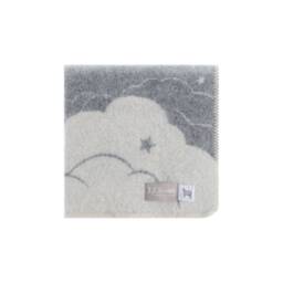 Cloud & Stars Little Wool Blanket - Reversible Grey Throw Baby Shower Gift - thumbnail 2