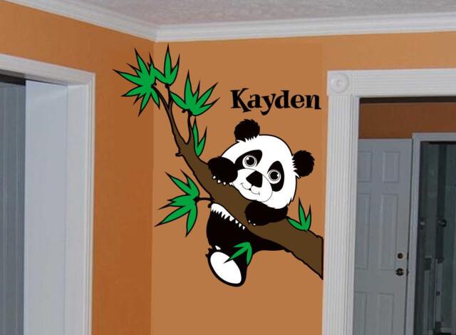 Personalized Kids Panda Vinyl Wall Art Decal Sticker - 4 Color - image 1