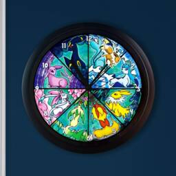 Eeveelution Wall Clock - Kids Gameroom Decor, Eevee Collector Gift - thumbnail 2