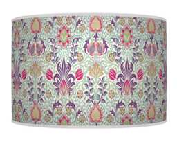 Floral Light Shade - Morris Inspired Lampshade in Pink, Purple & Blue Boho Style Drum Handmade Lamp