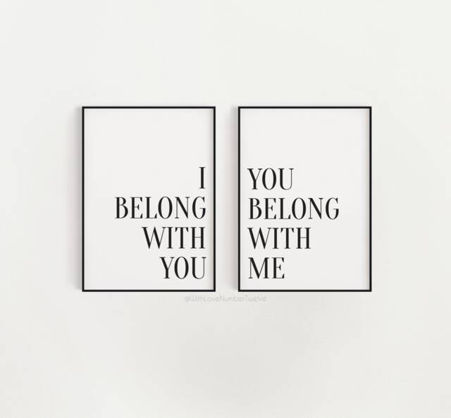 I Belong With You Me Duo Print Set - Wall Art - Minimalistic Typography