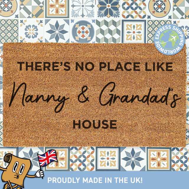 There's No Place Like Nanny & Grandad's Doormat, Custom Grandparents Welcome Door Mat, Day Gift, Mothers Day, Fathers - image 1