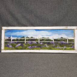 Lavender Field, White Fence, Love You More, Pallet Wall Art, Hand Painted Flower Shabby Washed Frame, Grandma Special Gift - thumbnail 2