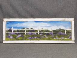 Lavender Field, White Fence, Love You More, Pallet Wall Art, Hand Painted Flower Shabby Washed Frame, Grandma Special Gift - thumbnail 1