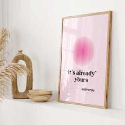 It's Already Yours, Universe, Unframed Card Art Print, Self Love, Manifestation Affirmation Wall Art, Pink Aura Decor - thumbnail 3