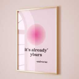 It's Already Yours, Universe, Unframed Card Art Print, Self Love, Manifestation Affirmation Wall Art, Pink Aura Decor - thumbnail 2