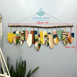 Large Boho Macrame Feather Wall Hanging Colorful Home Decor - thumbnail 3