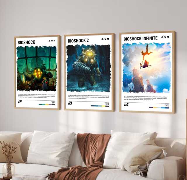 Rapture Poster Choose Your Video Game Art Print - Retro Gaming Gift A5-A4-A3-A2-A1 Unframed Canvas For Frame Or Hanger - image 1