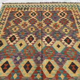 Handwoven Afghan Kilim Rug 9.6x6.5 Ft Wool Tribal Flatweave Carpet - thumbnail 3