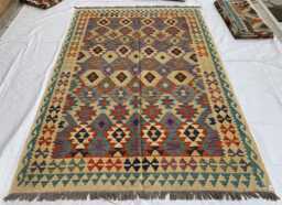 Handwoven Afghan Kilim Rug 9.6x6.5 Ft Wool Tribal Flatweave Carpet - thumbnail 1