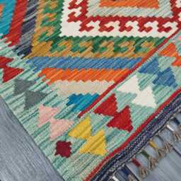 Multicolour Rug, Handmade Artisan Afghan Turkish Scandinavian Navajo Bohemian Flatweave Wool Kilim 154x100 cm - thumbnail 2