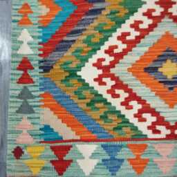 Multicolour Rug, Handmade Artisan Afghan Turkish Scandinavian Navajo Bohemian Flatweave Wool Kilim 154x100 cm - thumbnail 4