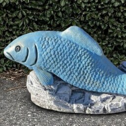 Garden Koi Fish Sculpture Concrete Statue Cement Figurine & Home Ornament Fish Lover Gift Handmade Art Lawn Decor - thumbnail 4