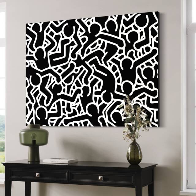 Keith Haring Love - Canvas Pop Art Canvas - Wall Decor Black & White Banksy Alec Monopoly