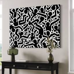 Keith Haring Love - Canvas Pop Art Canvas - Wall Decor Black & White Banksy Alec Monopoly - thumbnail 1