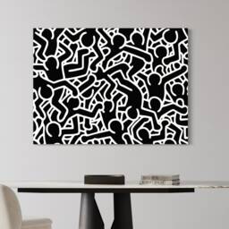 Keith Haring Love - Canvas Pop Art Canvas - Wall Decor Black & White Banksy Alec Monopoly - thumbnail 2