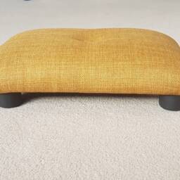 Handmade Mustard Yellow Footstool Small Buttoned Ottoman, 10 cm Footrest, Ud - thumbnail 4