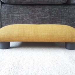 Handmade Mustard Yellow Footstool Small Buttoned Ottoman, 10 cm Footrest, Ud - thumbnail 3