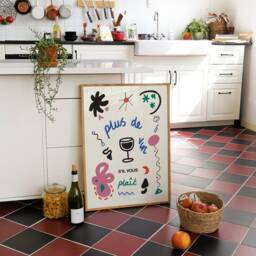 Kitchen Print, Wine Illustration Wall Art, More Please Poster, French Decor, Hand Drawn Prints, Plus De Vin Poster - thumbnail 2