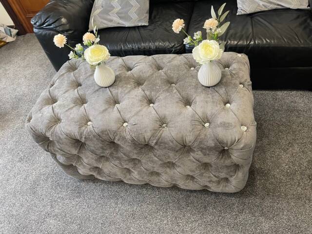 Handmade High Chesterfield Footstool Coffee Table in Plush/Soft Velvet - image 1