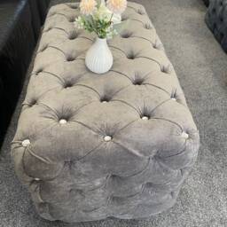 Handmade High Chesterfield Footstool Coffee Table in Plush/Soft Velvet - thumbnail 2