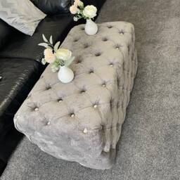 Handmade High Chesterfield Footstool Coffee Table in Plush/Soft Velvet - thumbnail 3